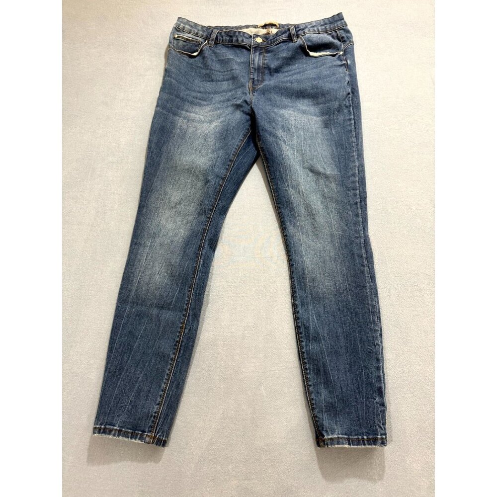 Denim & Co Women's Vintage 1969 Skinny Jeans Mid Rise Blue Size 16